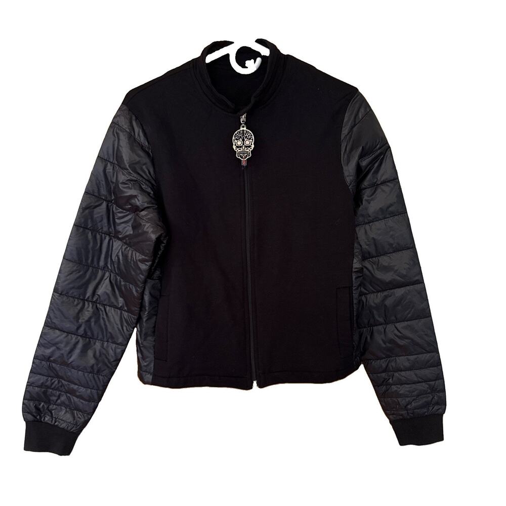 ¡Ay Güey! Womens Black Carn Baffle Full Zip Sweater Jacket XS NWT